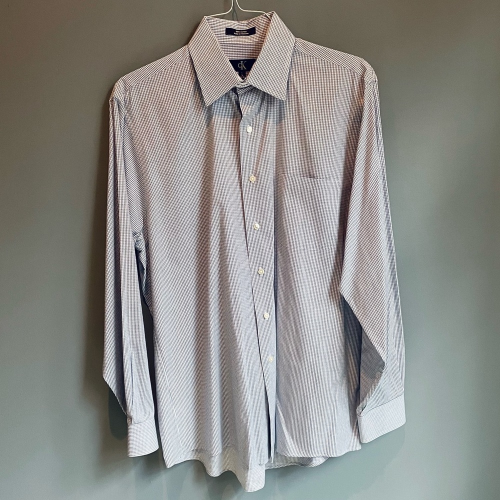 Calvin Klein Men’s Cotton Button-down Dress Shirt Size L